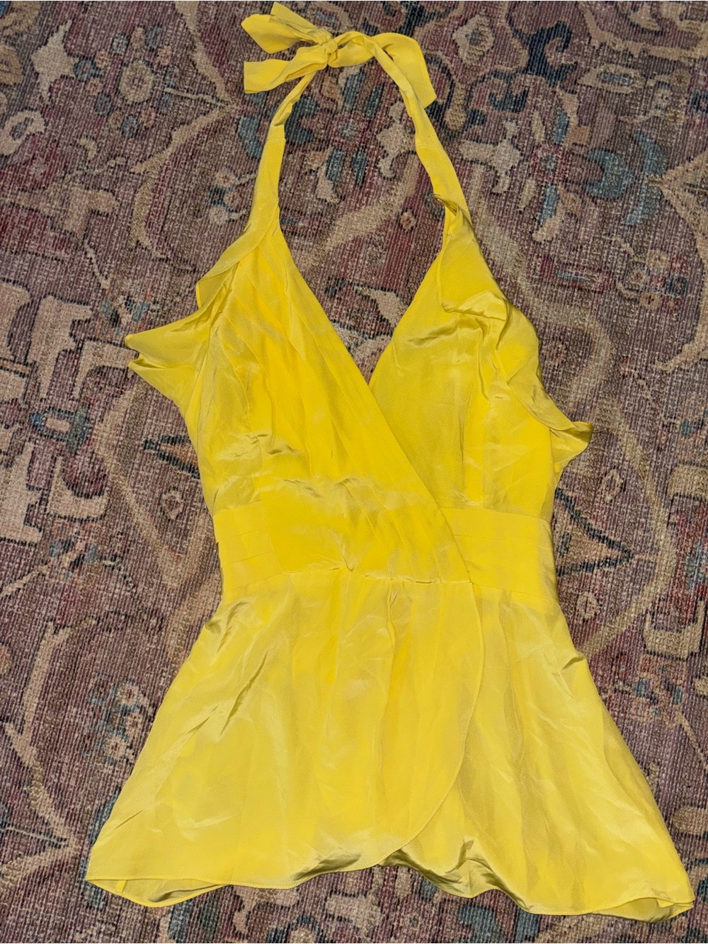 Silk Yellow Halter Top - BCBG max azria